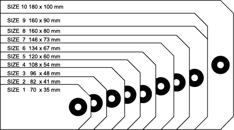 Standard size tag chart